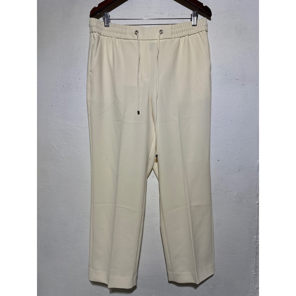 Talbots Womens LP Large Petite Cream Drawstring Jogger Pants Stretch Tapered